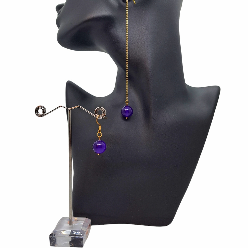 Trendy mismatched long and short earrings